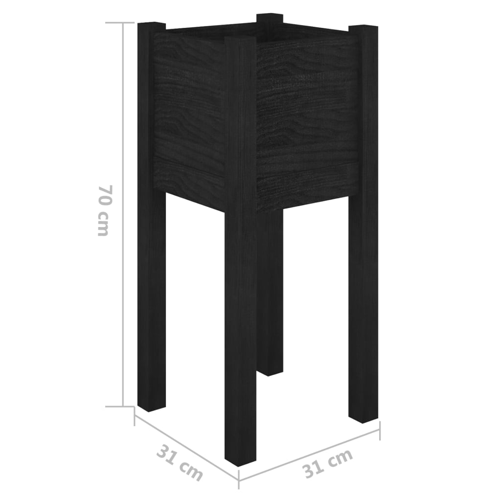 Odlingslådor 2 st svart 31x31x70 cm massiv furu