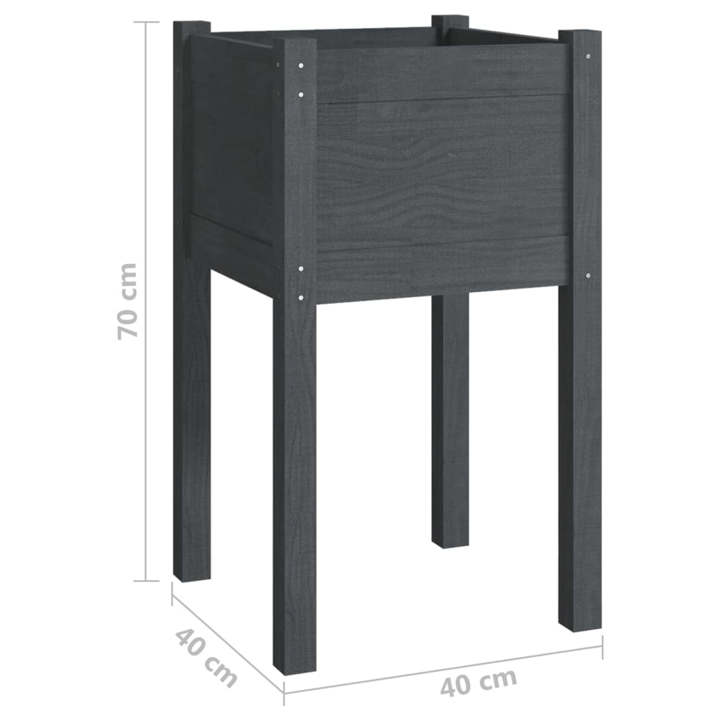 Odlingslåda grå 40x40x70 cm massiv furu