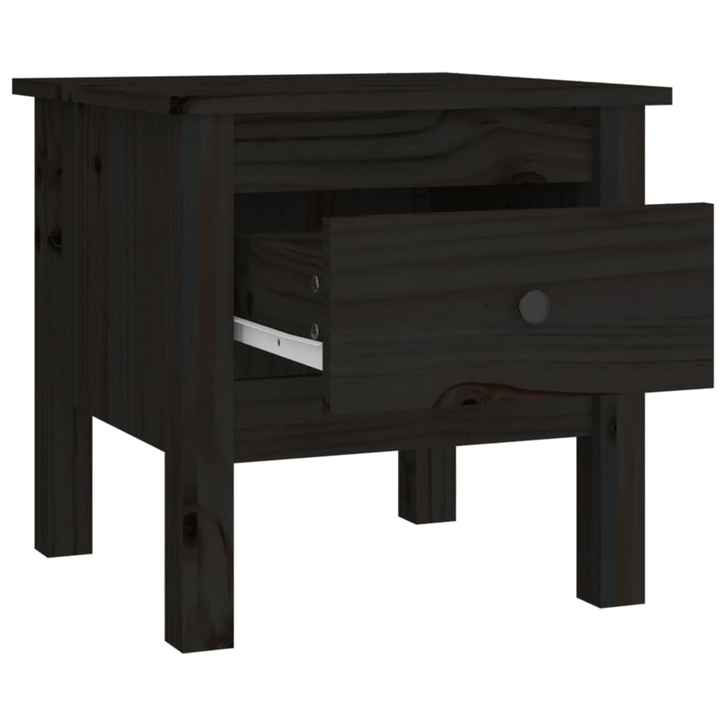 Side table 2 pcs black 40x40x39 cm solid pine wood