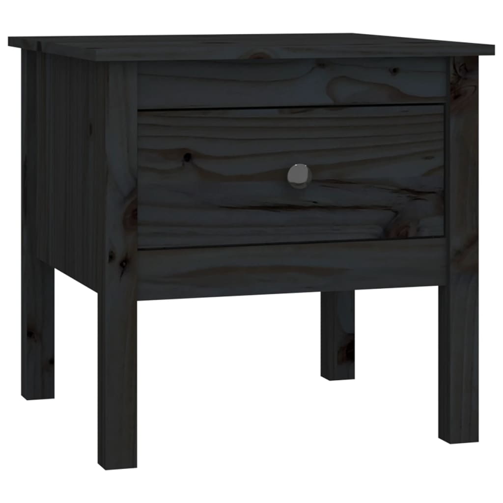 Side table 2 pcs black 50x50x49 cm solid pine wood