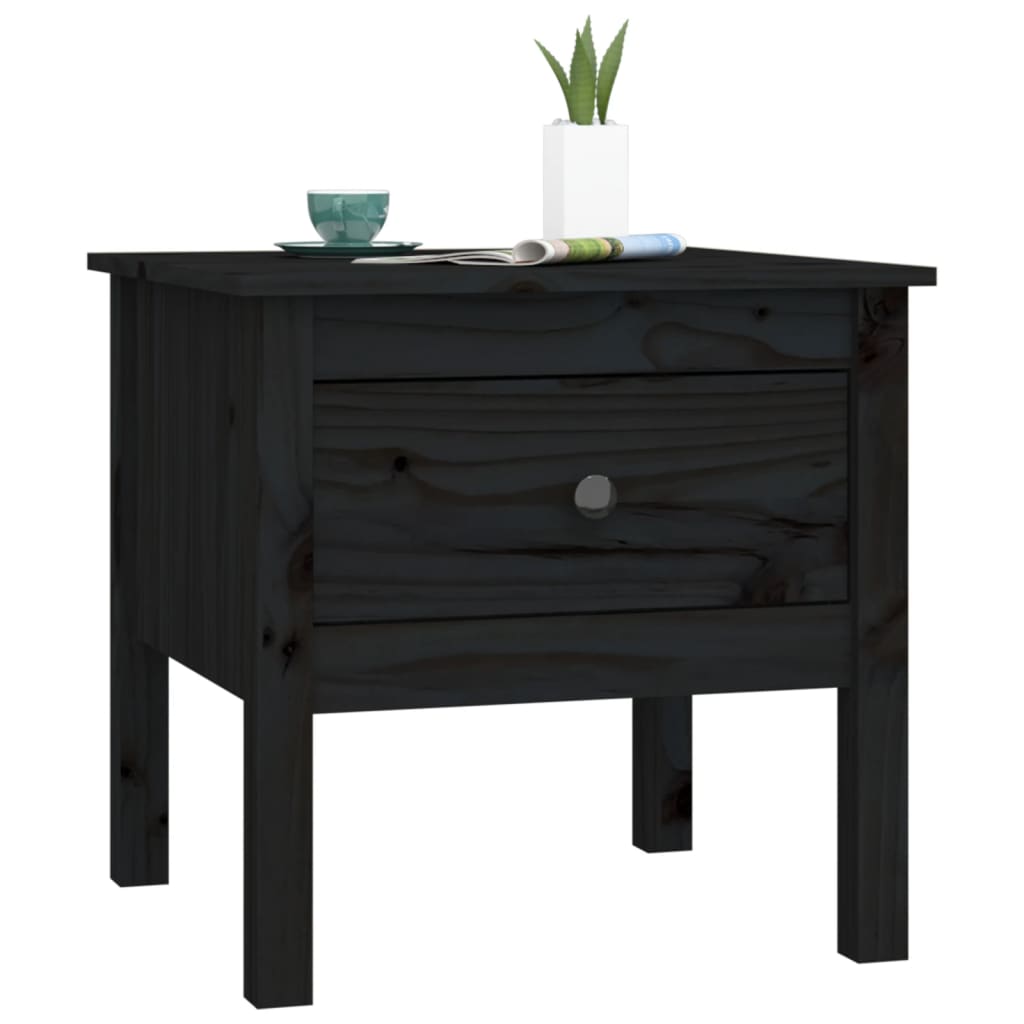 Side table 2 pcs black 50x50x49 cm solid pine wood
