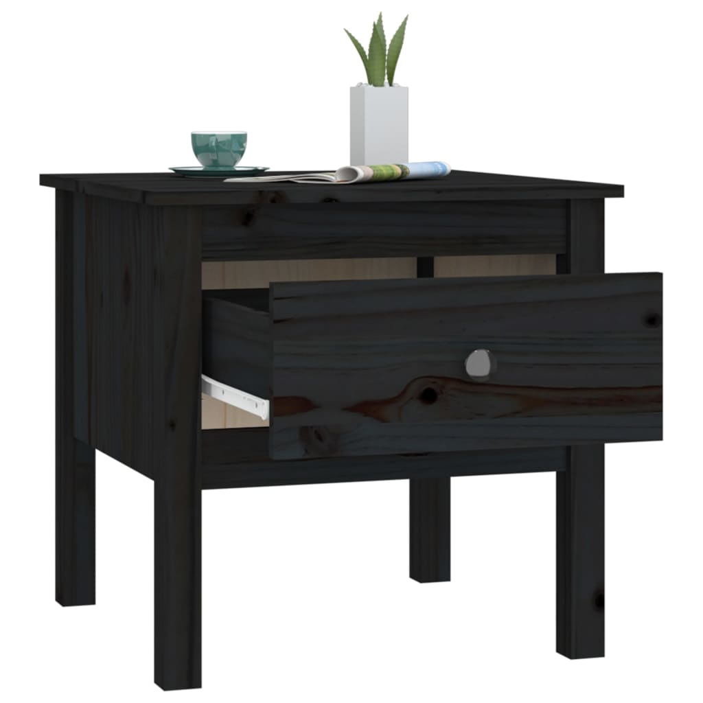Side table 2 pcs black 50x50x49 cm solid pine wood
