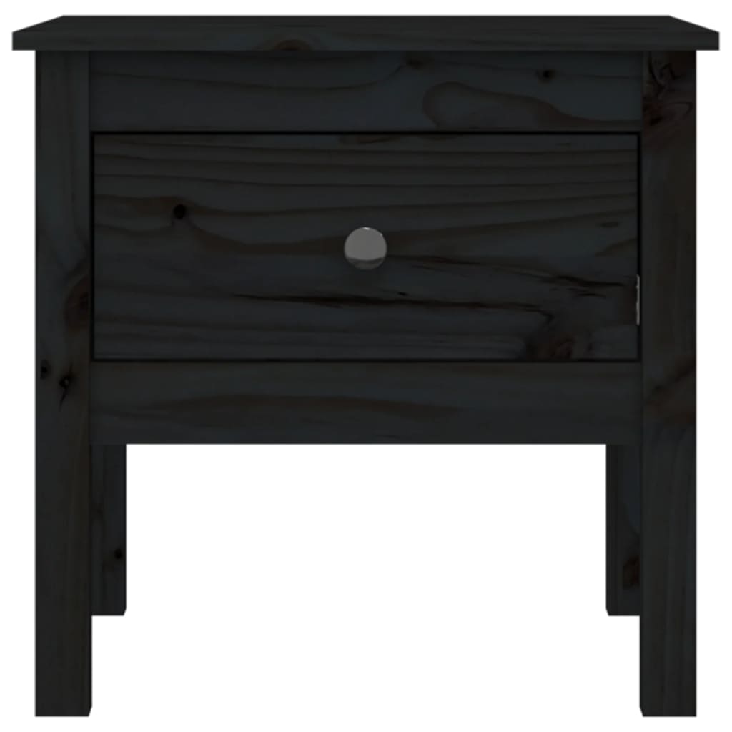 Side table 2 pcs black 50x50x49 cm solid pine wood