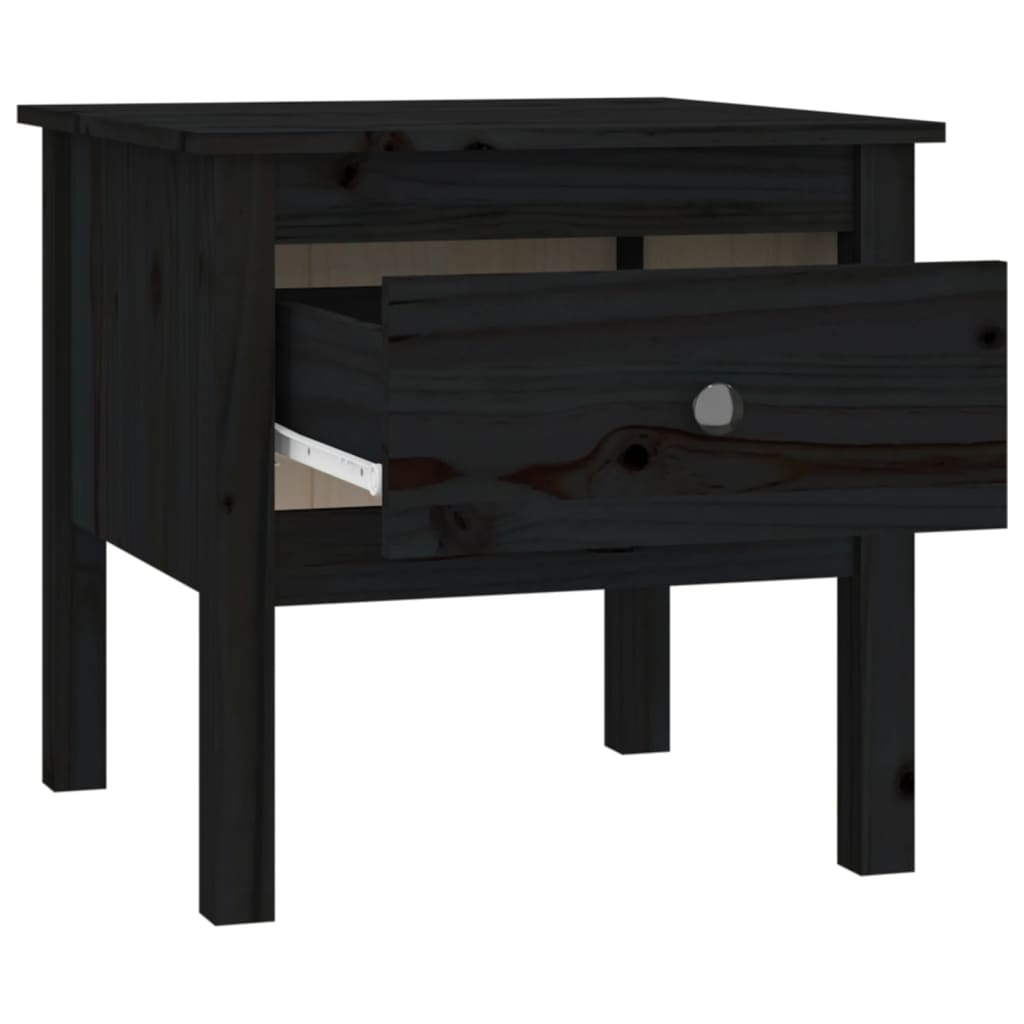 Side table 2 pcs black 50x50x49 cm solid pine wood