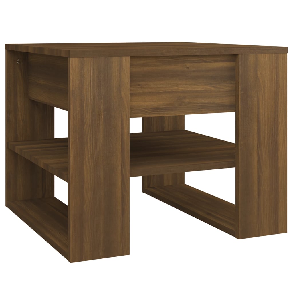 Soffbord brun ek 55,5x55x45 cm konstruerat trä