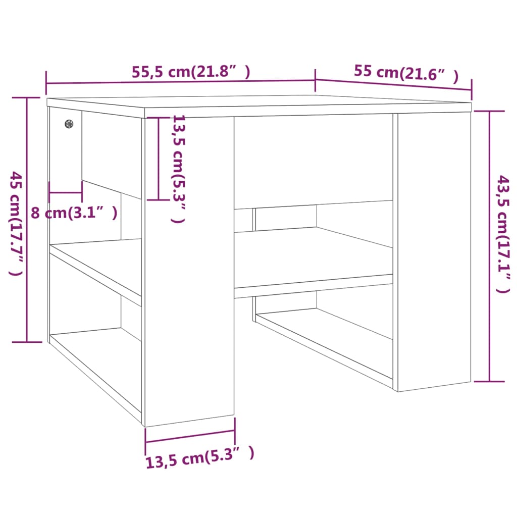 Soffbord brun ek 55,5x55x45 cm konstruerat trä