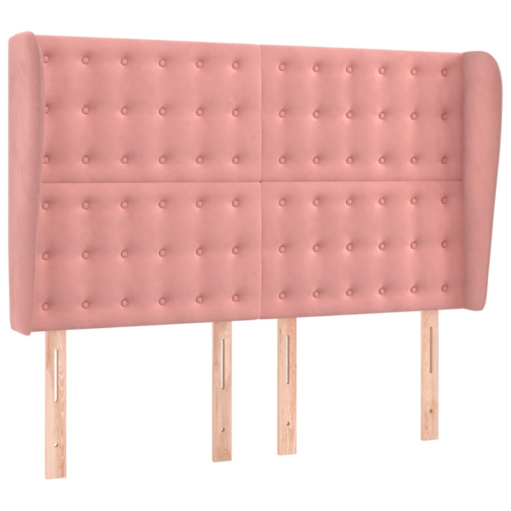 Bed headboard with edges pink 147x23x118/128 cm velvet