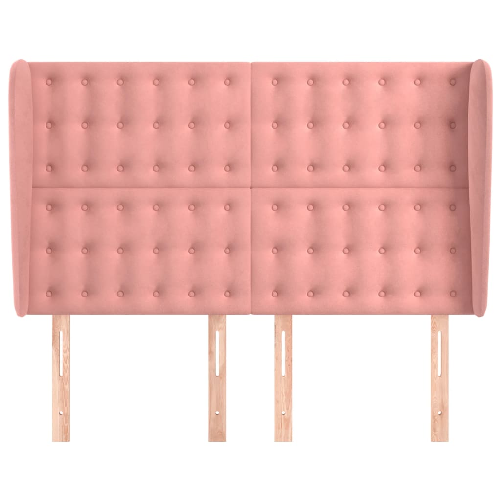 Bed headboard with edges pink 147x23x118/128 cm velvet