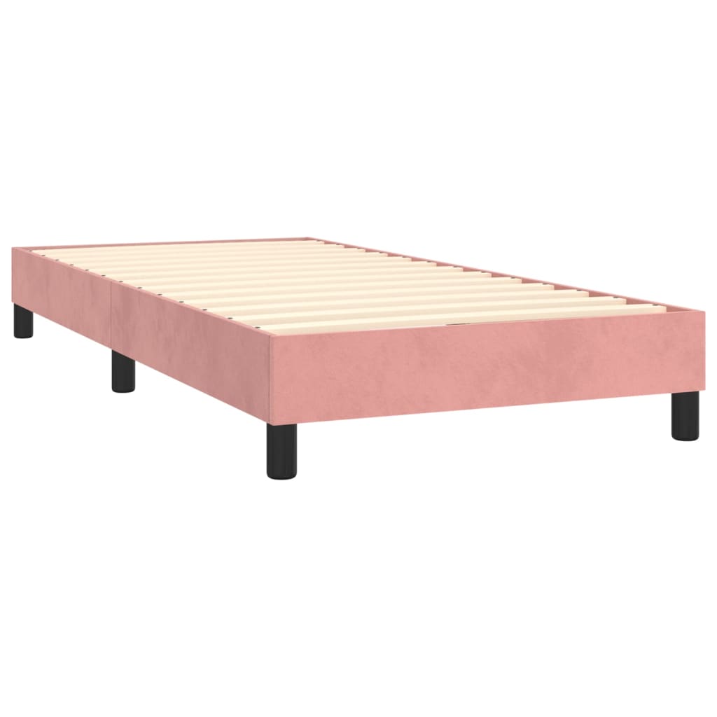 Frame bed with mattress pink 80x200 cm velvet