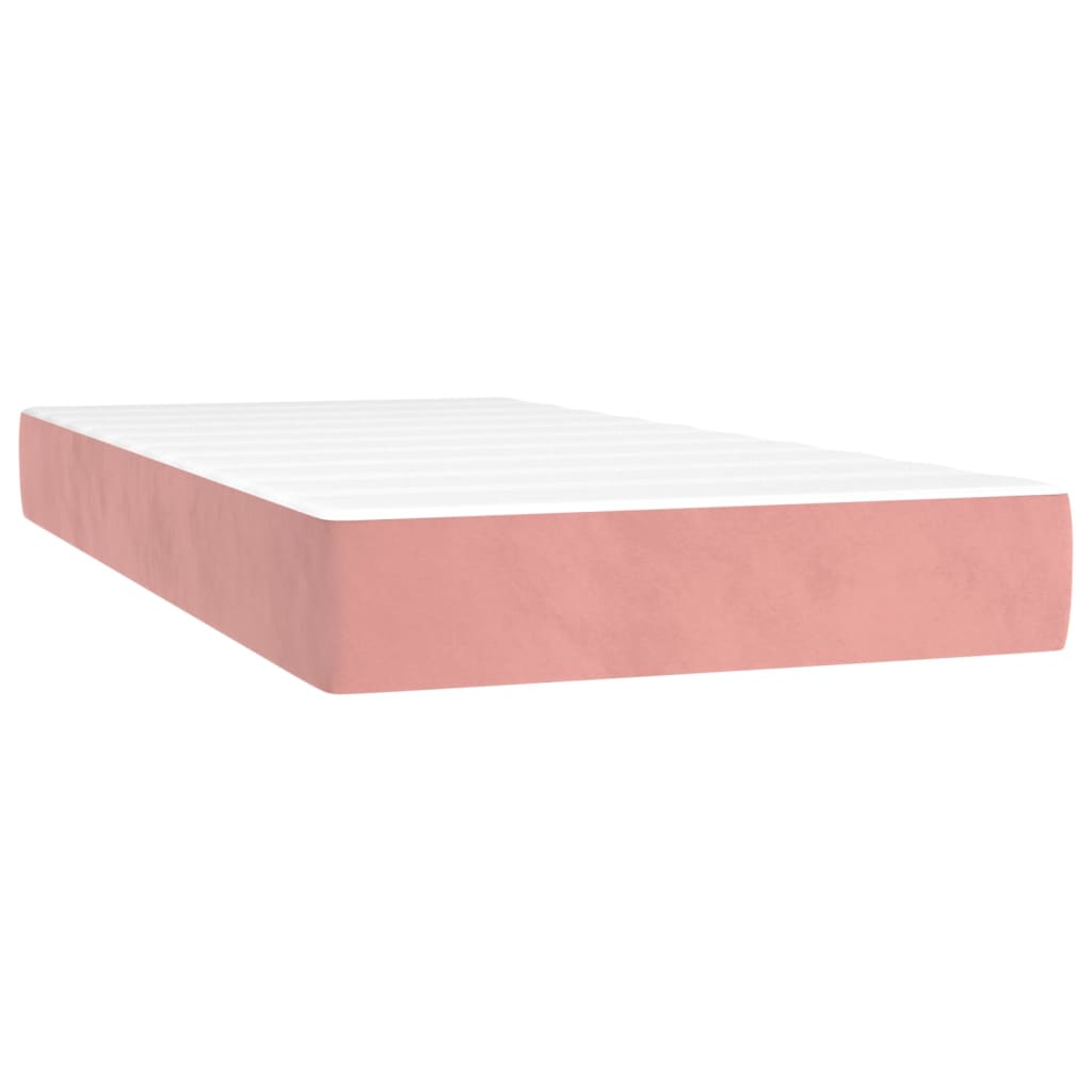 Frame bed with mattress pink 80x200 cm velvet