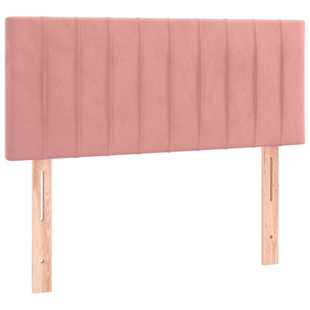 Frame bed with mattress pink 80x200 cm velvet