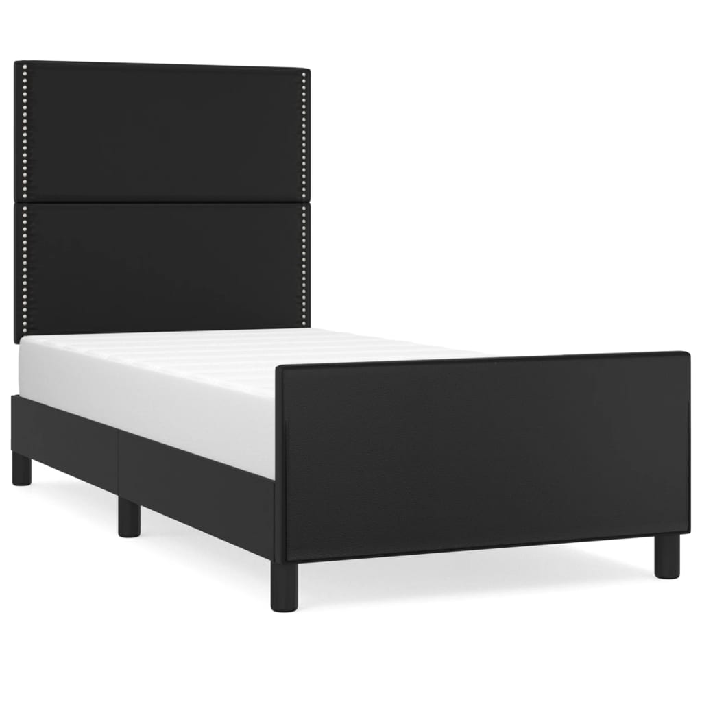 Bed frame with headboard black 100x200 cm faux leather