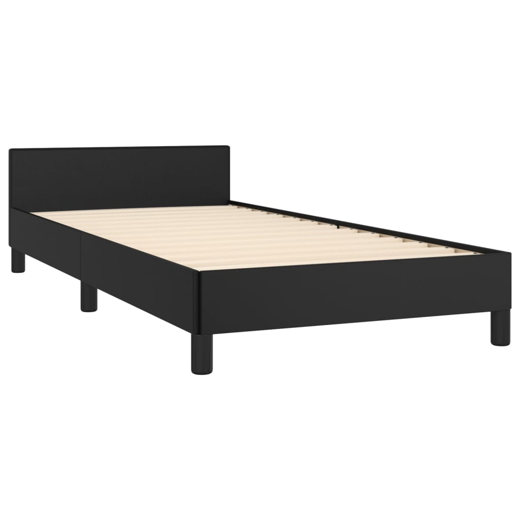 Bed frame with headboard black 100x200 cm faux leather