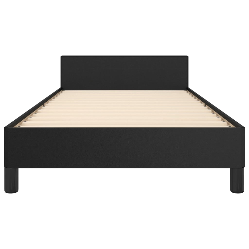 Bed frame with headboard black 100x200 cm faux leather