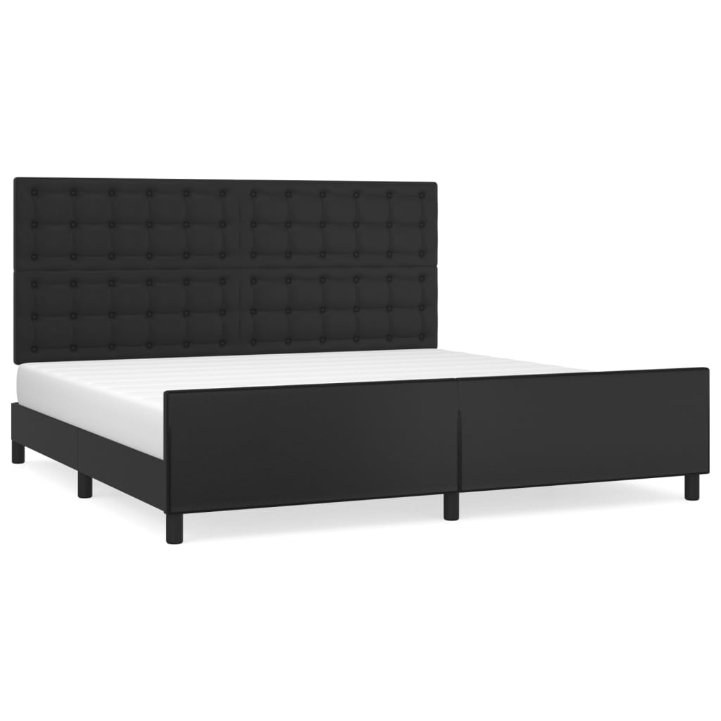 Bed frame with headboard black 200x200 cm faux leather