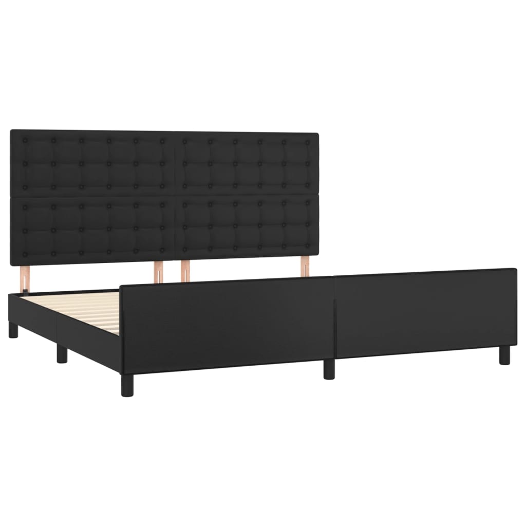 Bed frame with headboard black 200x200 cm faux leather