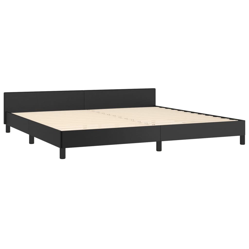 Bed frame with headboard black 200x200 cm faux leather