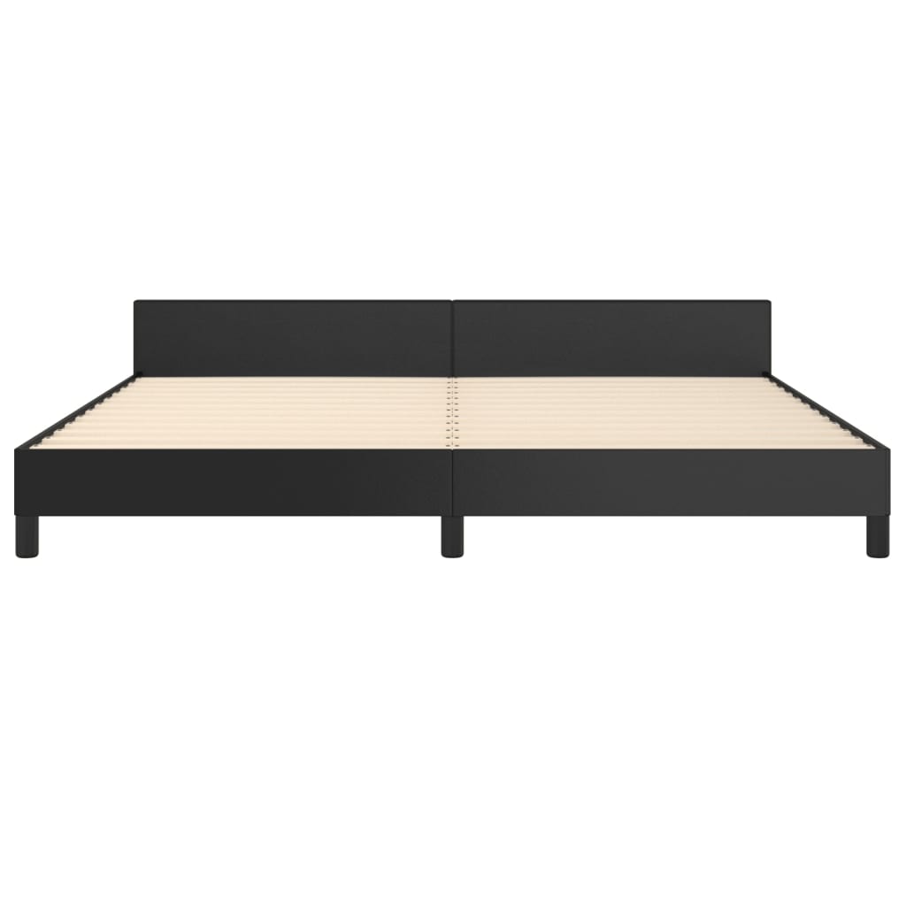 Bed frame with headboard black 200x200 cm faux leather