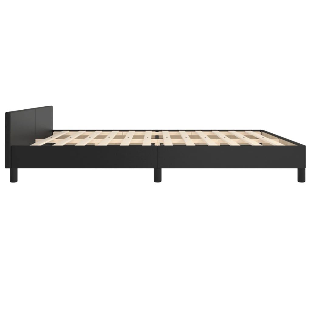 Bed frame with headboard black 200x200 cm faux leather