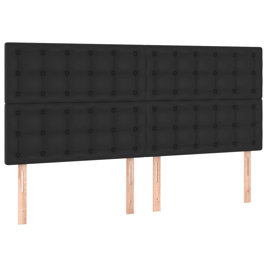 Bed frame with headboard black 200x200 cm faux leather
