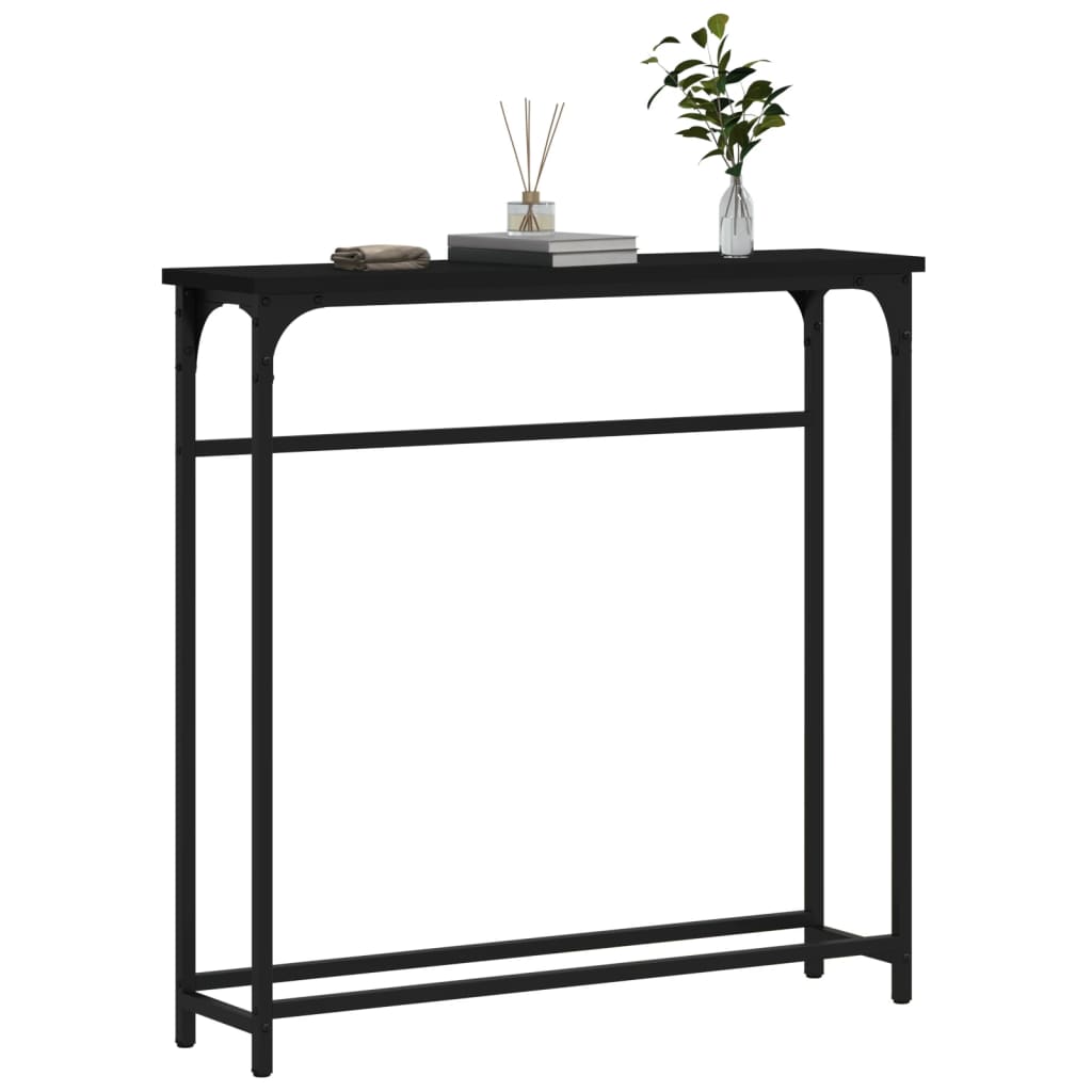 Black side table 75x19.5x75 cm engineered wood