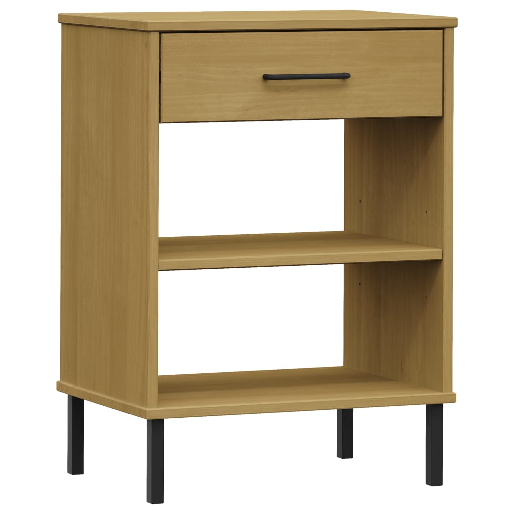 Konsolbord med metallben OSLO brun massiv furu
