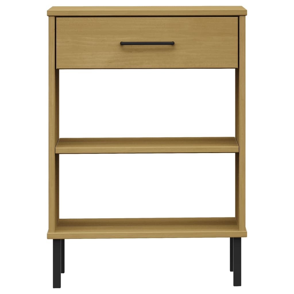 Konsolbord med metallben OSLO brun massiv furu