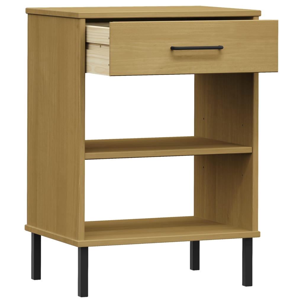 Konsolbord med metallben OSLO brun massiv furu