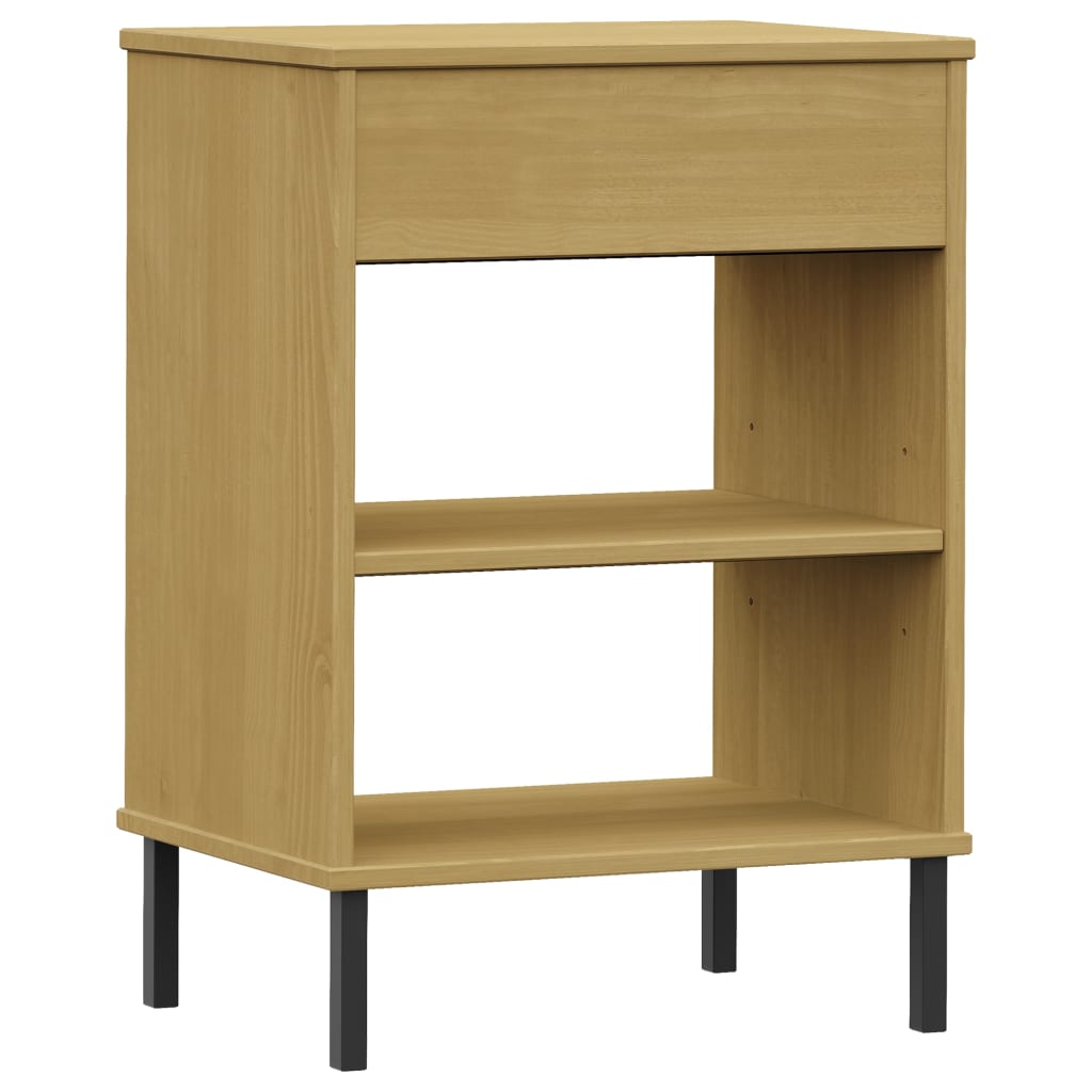 Konsolbord med metallben OSLO brun massiv furu