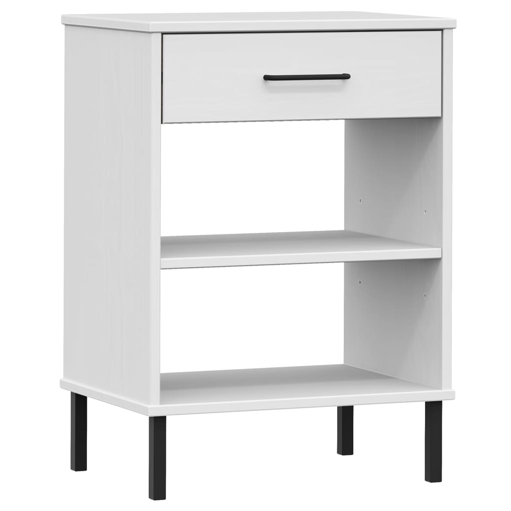Konsolbord med metallben OSLO vit massiv furu
