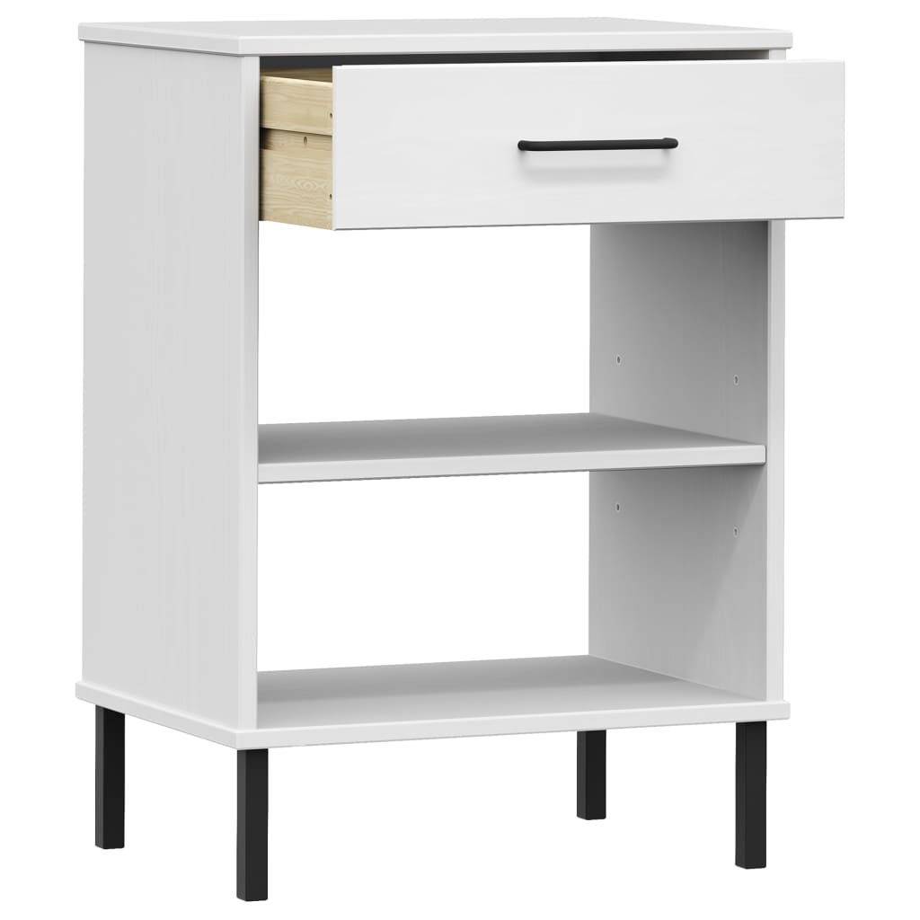 Konsolbord med metallben OSLO vit massiv furu