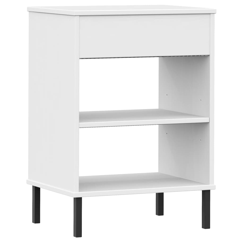 Konsolbord med metallben OSLO vit massiv furu