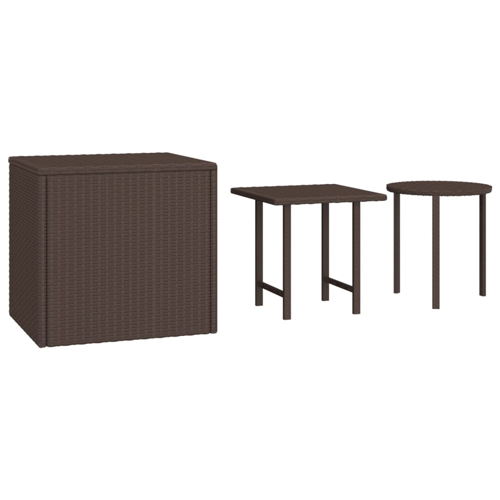 Sidobord 3 delar med brun konstrotting