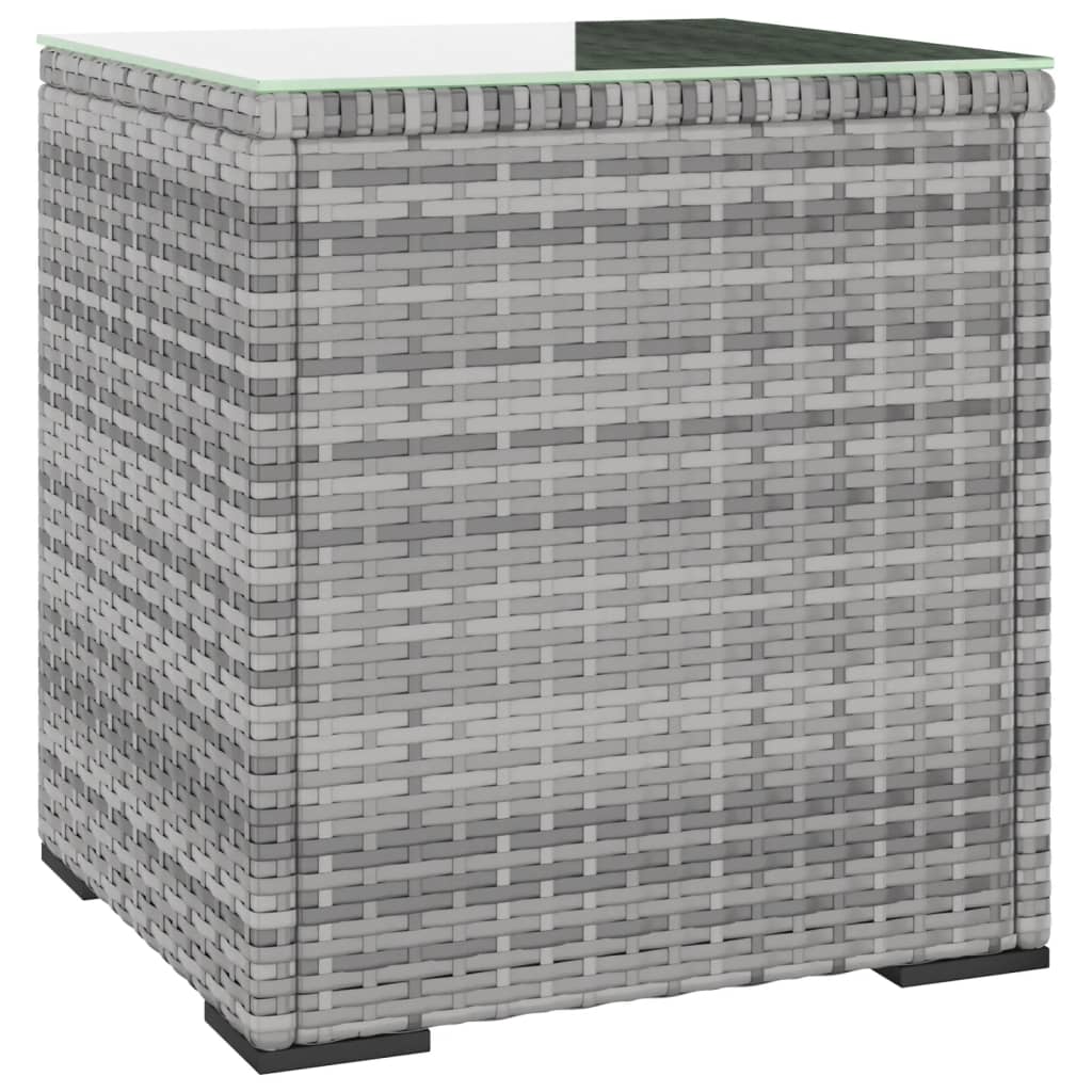 Side table grey 40x37x40.5 cm synthetic rattan and tempered glass