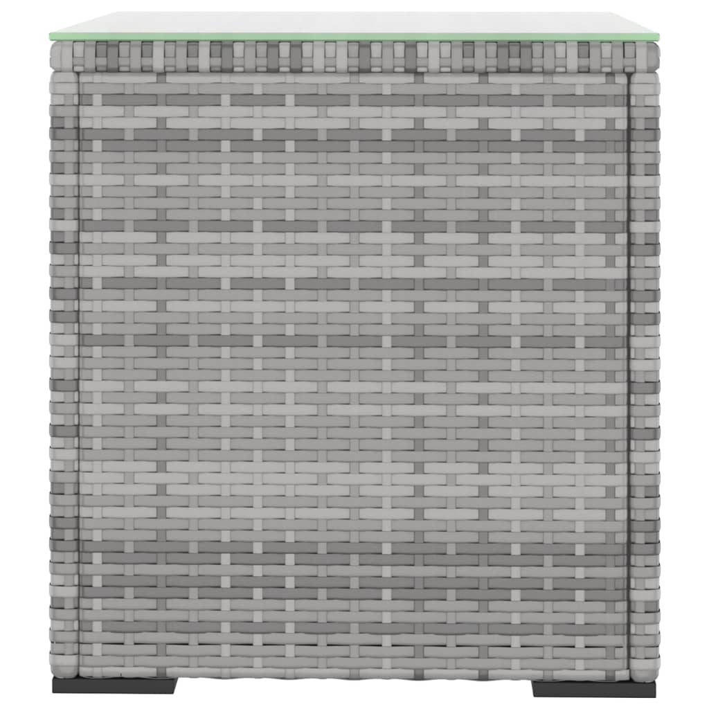 Side table grey 40x37x40.5 cm synthetic rattan and tempered glass
