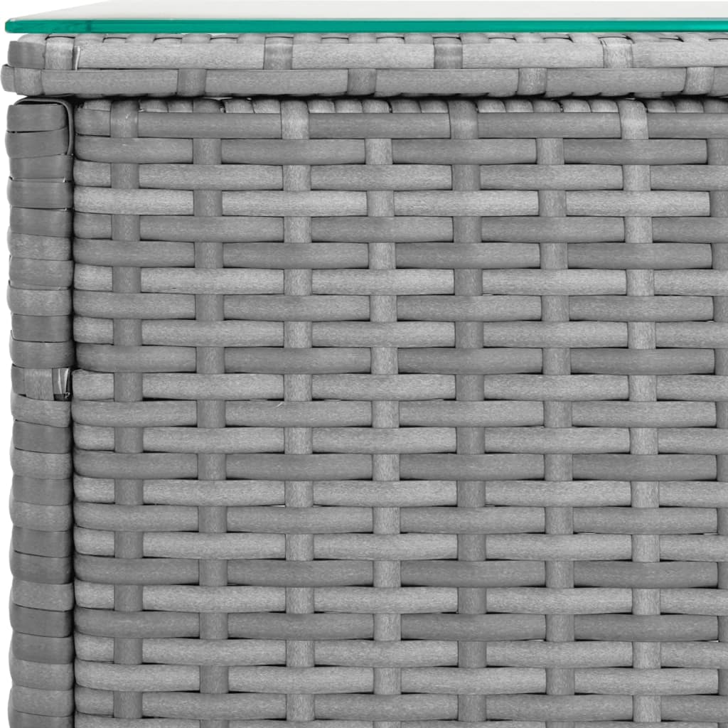 Side table grey 40x37x40.5 cm synthetic rattan and tempered glass