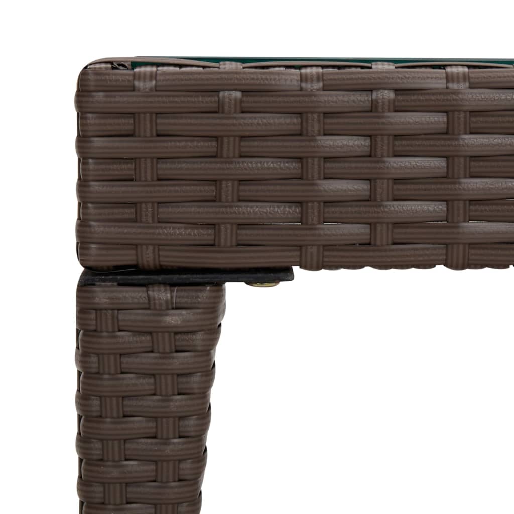 Side table brown 50x50x38 cm artificial rattan and tempered glass