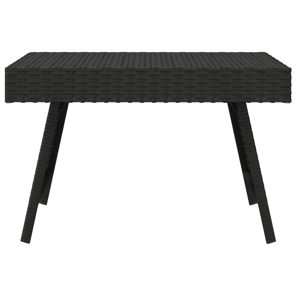 Folding side table black 60x40x38 cm synthetic rattan