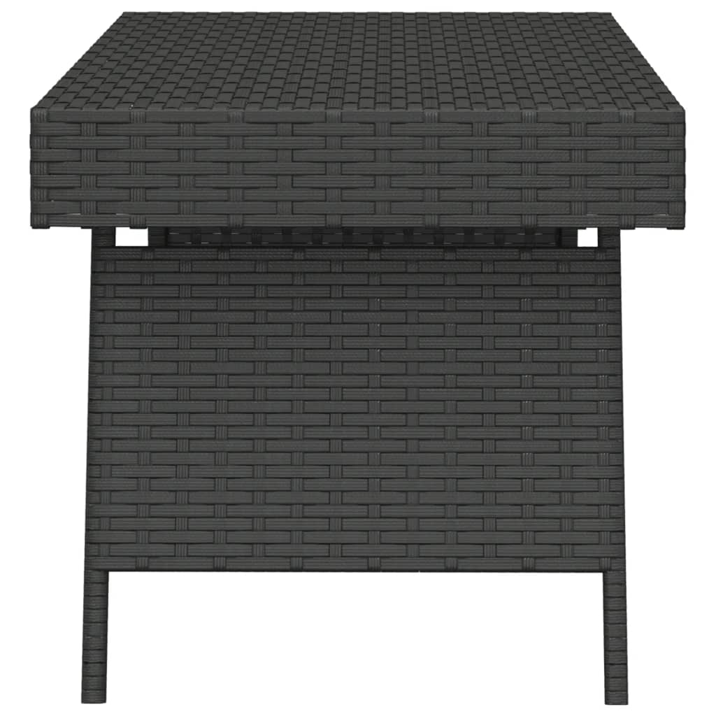 Folding side table black 60x40x38 cm synthetic rattan