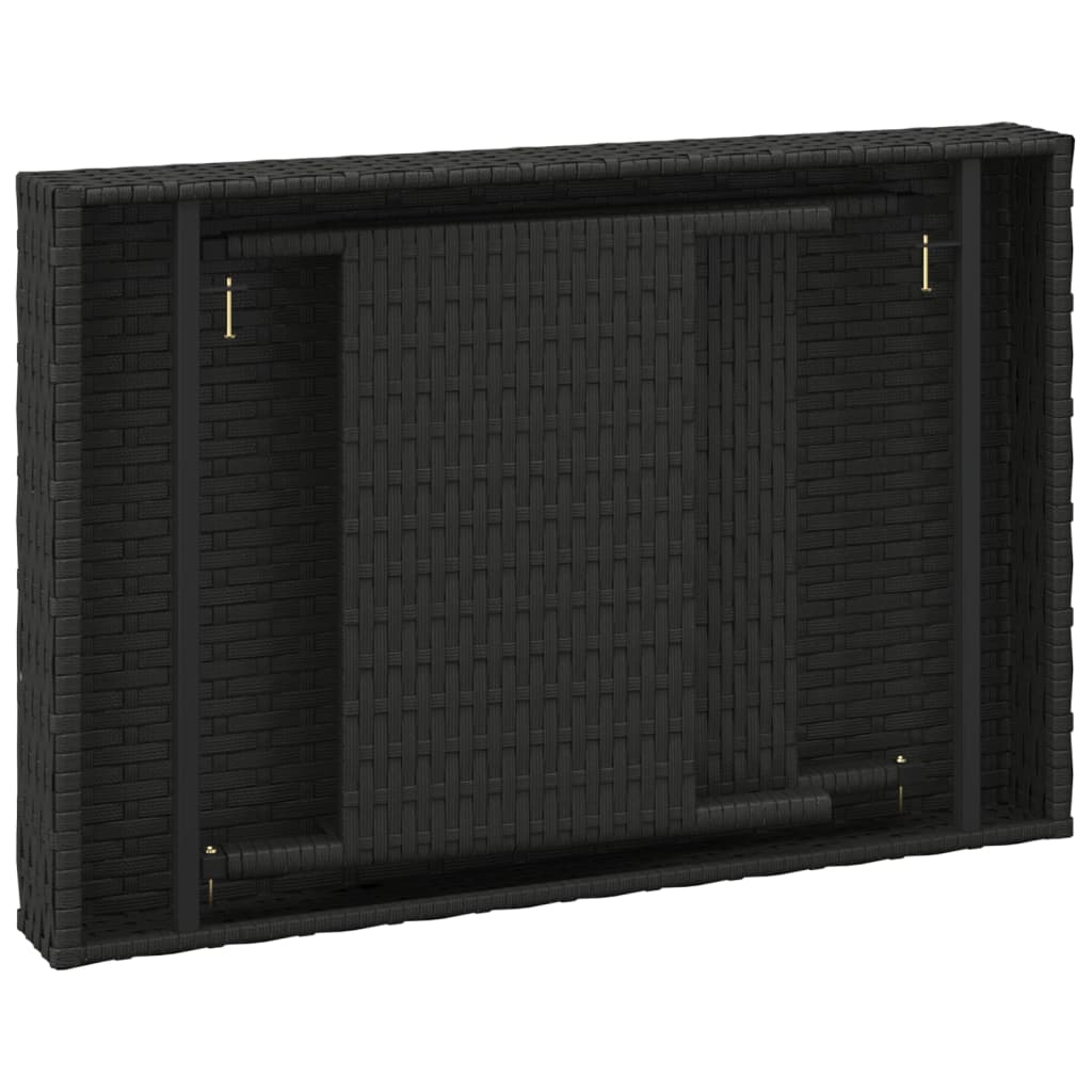 Folding side table black 60x40x38 cm synthetic rattan
