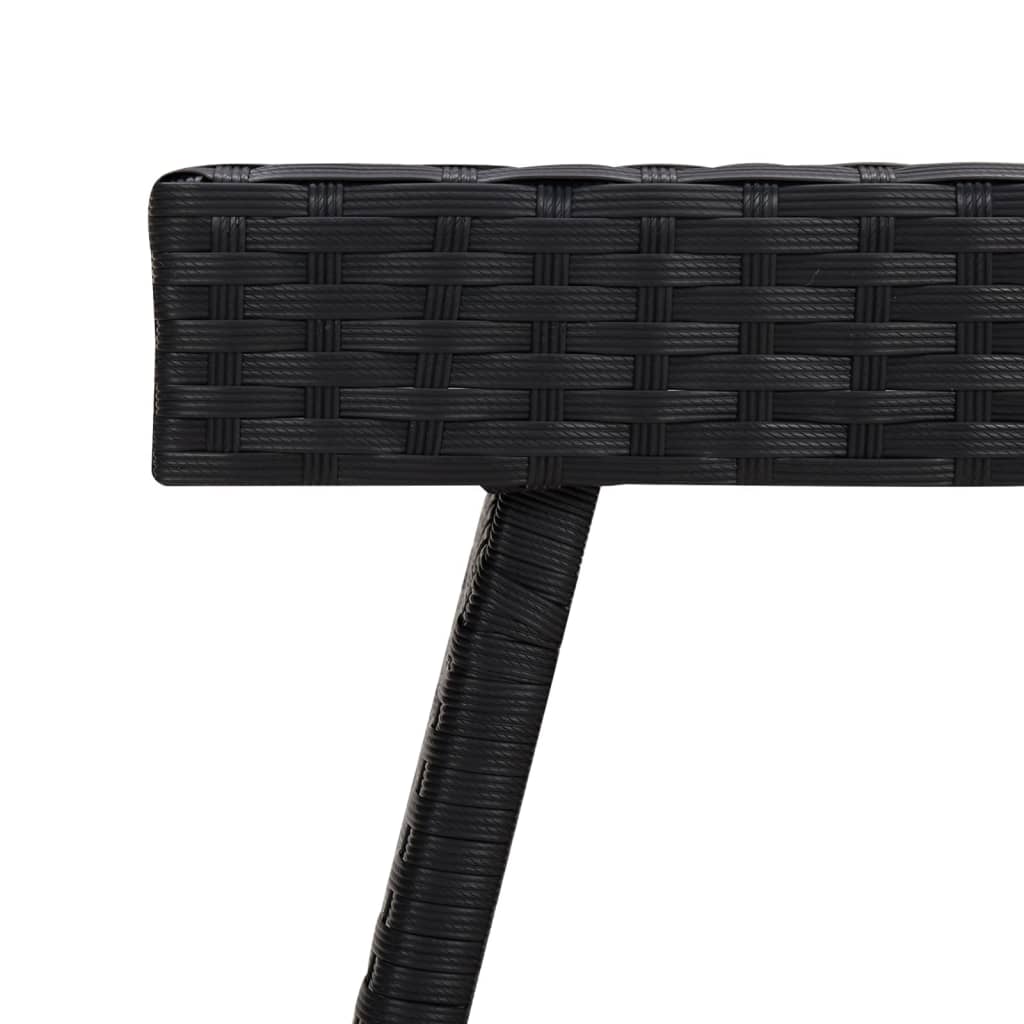 Folding side table black 60x40x38 cm synthetic rattan