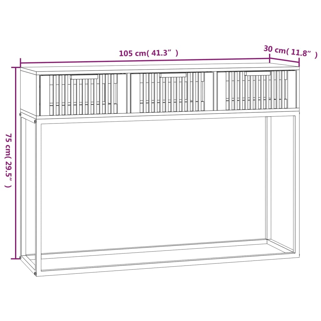 Konsolbord 105x30x75 cm konstruerat trä och järn