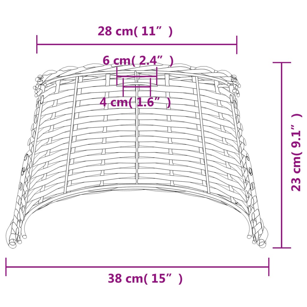 Taklampskärm vit Ø38x23 cm korgmaterial