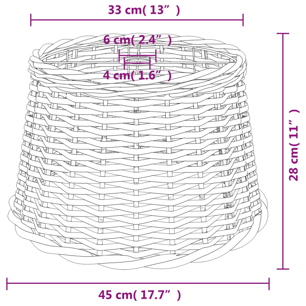 Taklampskärm vit Ø45x28 cm korgmaterial