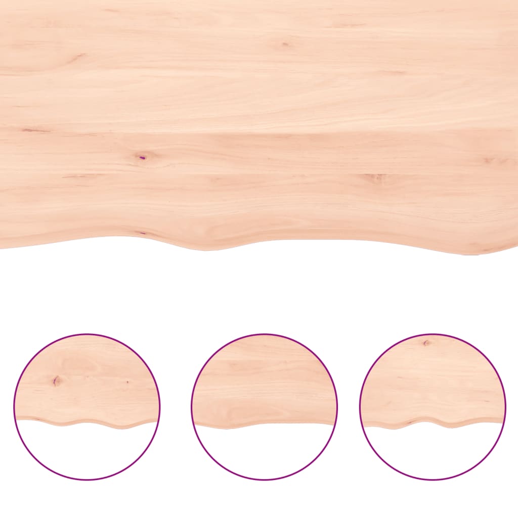 Bordsskiva 220x50x(2-6) cm obehandlad massiv ek levande kant