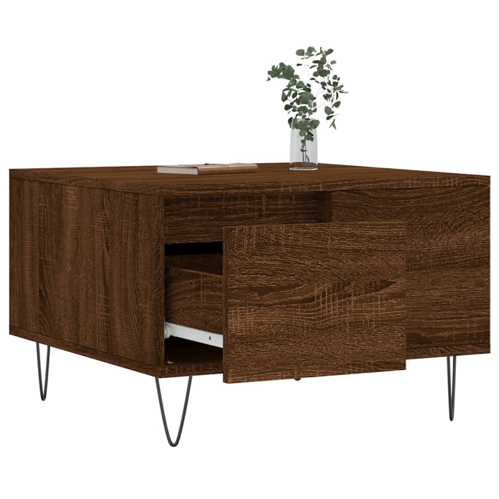 Soffbord brun ek 55x55x36,5 cm konstruerat trä