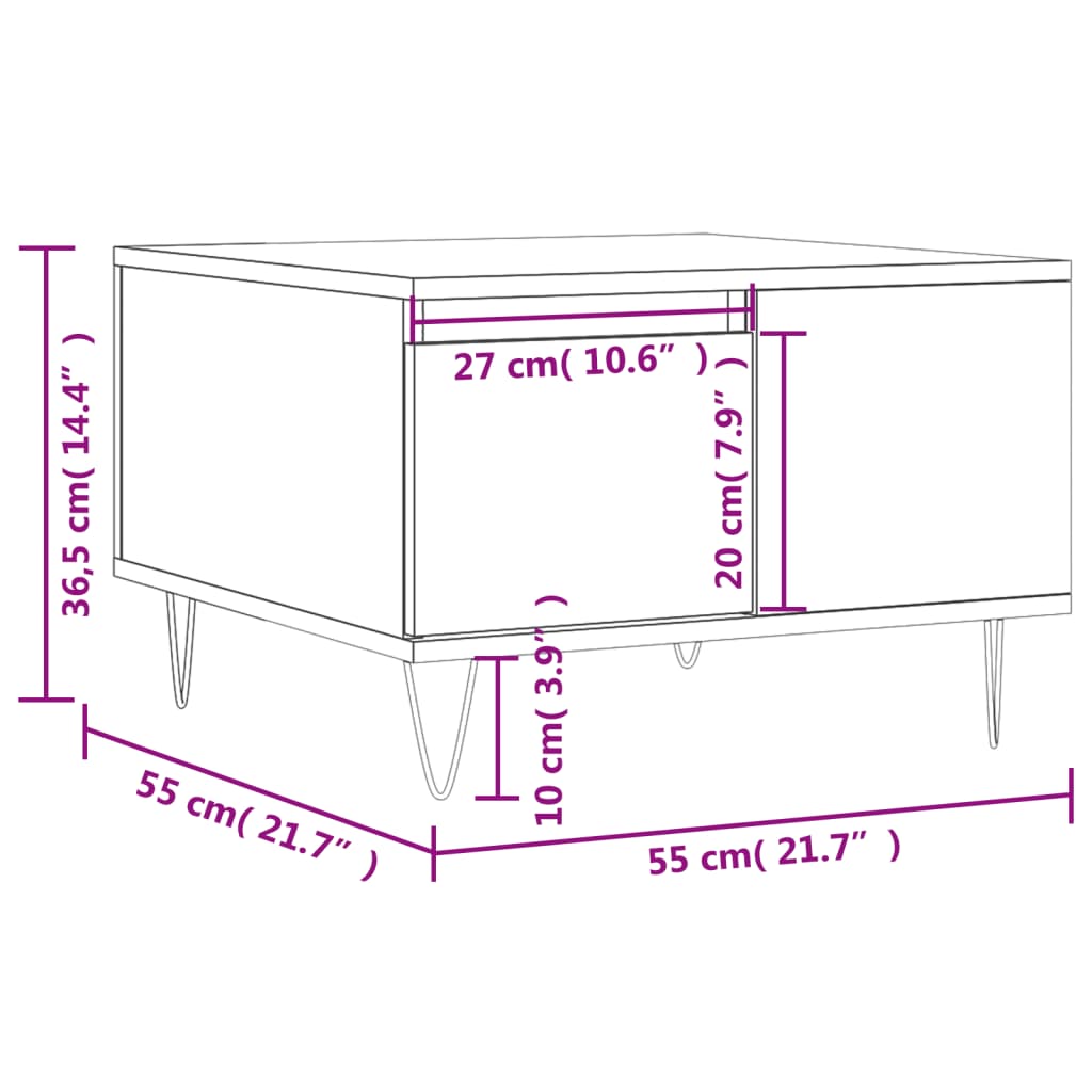 Soffbord brun ek 55x55x36,5 cm konstruerat trä
