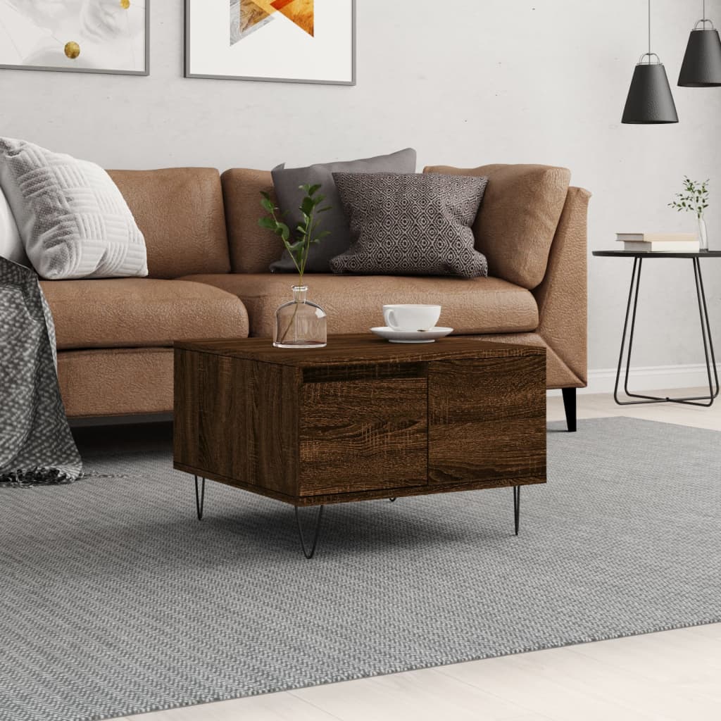 Soffbord brun ek 55x55x36,5 cm konstruerat trä