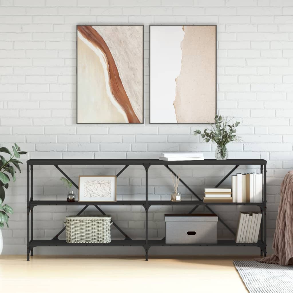 Konsolbord svart 180x30x75 cm konstruerat trä och järn