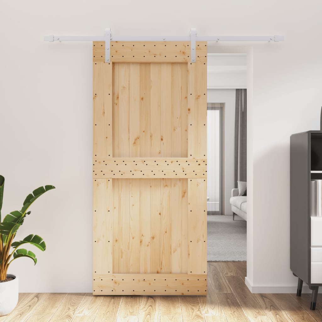 Sliding door with fittings 95x210 cm solid pine
